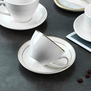 白色陶瓷咖啡杯套装美式咖啡杯碟金线奶茶欧式下午茶杯可定制logo