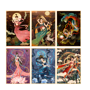 中式国潮敦煌飞天仕女图玄关宾馆别墅ktv会所装饰画自粘油画布芯