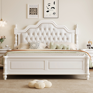 实木床白色美式床1.8米大床主卧高端大气1.5m婚床双人欧式床简美