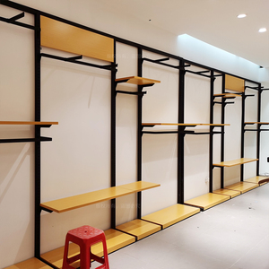 服装店展示架陈列架上墙商场品牌店铺专用装修设计效果图男装货架