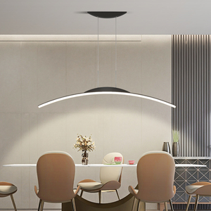 简约现代餐厅吊灯长条led一字饭厅灯创意弧线北欧客厅个性吧台灯