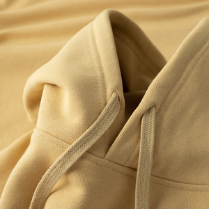 370g卡其色连帽卫衣女骆色沙色米黄米色杏色纯棉宽松情侣上衣男秋