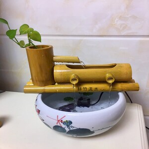 鱼缸竹自流水摆件客厅家居竹子加湿过滤器摆件竹制品定制