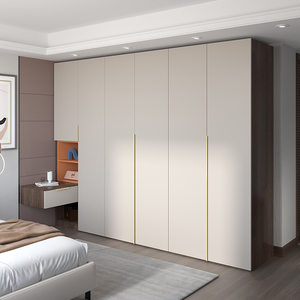 家用卧室简约现代实木定制组装衣柜带床头柜一体儿童储物收纳柜子