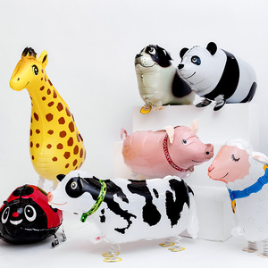 卡通铝膜宠物铝箔散步气球走路动物儿童生日派对装饰布置氦气玩具