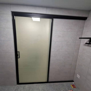 定制卫生间极窄边单扇推拉门长虹玻璃隔断铝合金厨房厕所吊轨移门