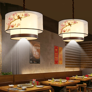 新中式仿古中国风茶楼餐厅阳台火锅店包间过道走廊中国风羊皮吊灯