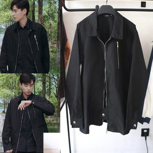 我的时代你的时代胡一天吴白同款黑色外套拉链宽松休闲上衣中长款