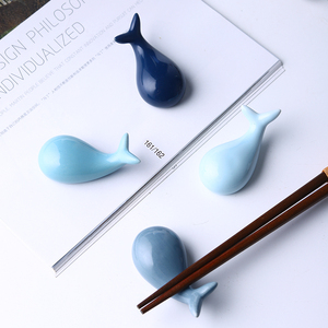日式创意鲸鱼陶瓷筷托可爱筷架北欧筷枕个性家用筷子托勺子架勺托