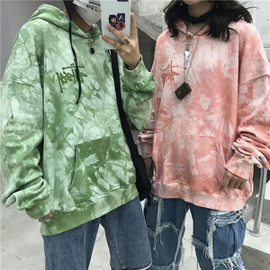 美式潮牌stussy斯图西卫衣渐变扎染男女款情侣宽松嘻哈休闲外套