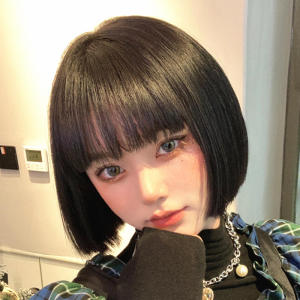 一刀切假发这个杀手不太冷女网红空气刘海短发修脸齐刘海假发套式