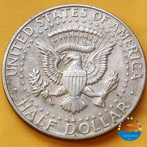 外国老钱币 1965年美国50美分半美元银币 肯尼迪总统 30.5mm 鹰