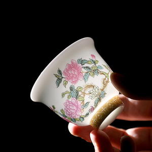 白瓷茶杯十二花神白瓷功夫品茗主人小茶杯花杯家用薄胎茶具单品杯