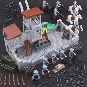 兼容乐高二战军事积木堡垒场景战壕八路军人仔儿童拼装玩具男坦克