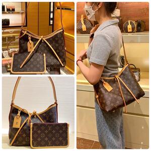 lv路易威登女包新款老花carryall小号子母包购物袋单肩斜挎手提包