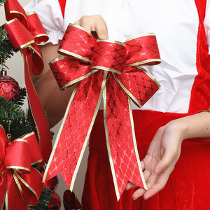 圣诞树装饰品蝴蝶结成品丝带节日布置定制礼品堆头彩带礼品包装带