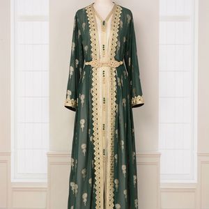 中东跨境外贸阿拉伯服饰长袍 刺绣开衫背心两件套连衣裙ebay