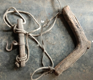 民俗老物件老牛套牛搔头老旧农具耕地农家院装饰怀旧收藏摆件杂项