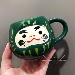 日本星巴克杯子2020新年鼠年限定绿色达摩杯浮雕陶瓷马克杯水杯
