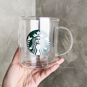 台湾星巴克杯子2021限量经典绿色女神简约透明双层玻璃杯水杯