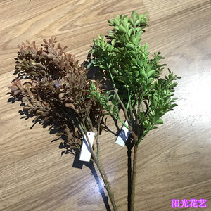 仿真黄杨树叶盆栽树叉小乔木软装绿植插花配饰植物墙配叶插花配材