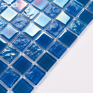 彩色水晶玻璃马赛克瓷砖定做拼图蓝色游泳池陶瓷墨绿浴池水池鱼池