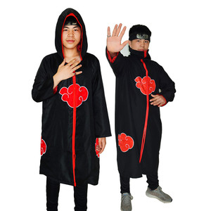 晓组织鹰帽子小队服装 火影忍者风衣 宇智波鼬立领红云袍cos披风j