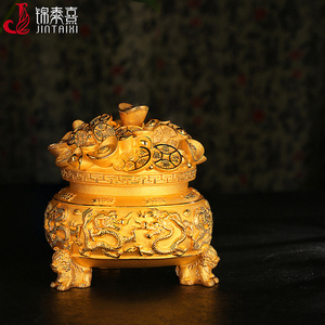 锦泰熹古法手工黄金足金9993d硬金精品聚宝盆摆件