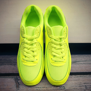 夏季情侣气垫鞋男士休闲板鞋荧光绿韩版潮学生跑步运动男鞋子透气