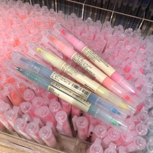 muji无印良品笔帽式双头粗细两用彩色荧光笔5色系现货速发5支包邮