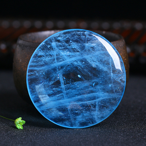 纯天然海蓝宝吊坠一物一图冰种绿柱石海蓝宝水滴原石水晶男女项链