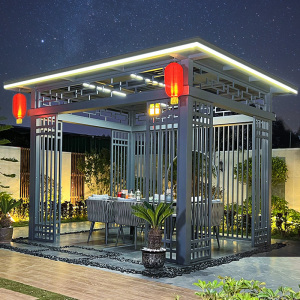 定制远茂新中式凉亭户外庭园别墅平顶亭子铝合金遮阳棚户外阳光房