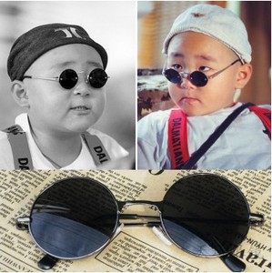 儿童新款镜片眼镜男圆形复古小圆框墨镜超小黑色太子镜美观韩版卡