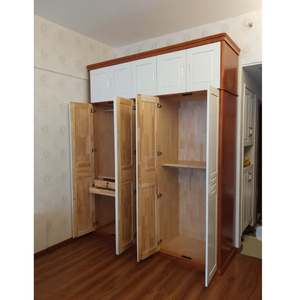 实木衣柜地中海拼色橡胶木衣柜胡桃海棠红檀榉木原木色加白色顶柜