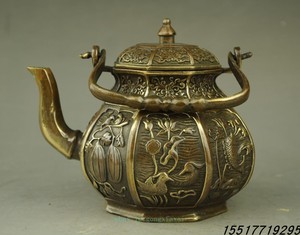 仿古纯铜壶摆件八宝水壶茶壶装饰工艺礼品古玩收藏杂项铜器