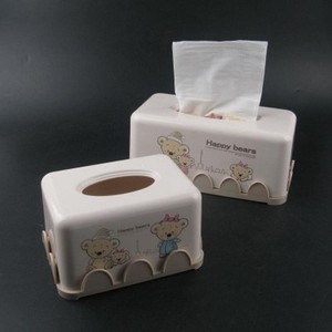 顺美方形纸巾盒餐巾抽纸盒可爱小熊纸巾筒桌面塑料纸巾收纳盒