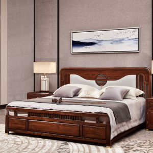 中至信鲁班系列赛鞋木豆纯实木新中式008大床