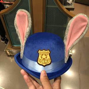 上海迪士尼国内代购 疯狂动物城朱迪卡通兔子警官帽子装扮帽子