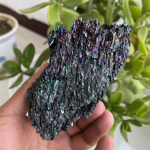 天然七彩矿原石矿标摆件孔雀彩碳化硅标本鱼缸花盆造景观赏石奇石