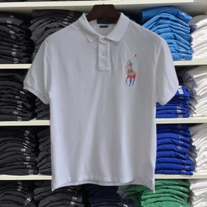 代购马标拉夫劳伦t恤短袖polo衫男保罗大马标彩虹翻领纯棉夏季t恤