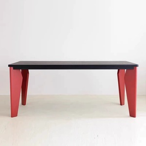 侘寂风创意实木餐桌简约现代书桌个性设计长桌办公桌黑色洽谈桌子