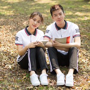 夏季校服套装中学生运动服短袖t恤上衣初中生高中毕业照班服夏装