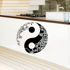 中式花纹太极八卦图墙贴纸道家八卦背景贴画武馆中医道馆防水贴纸