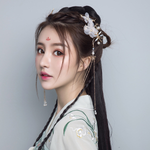 汉服头饰古代发饰边夹古风发夹超仙流苏步摇全套对夹古装配饰品女