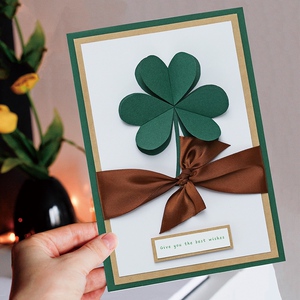 艾晴手贺四叶草精品贺卡高级精致祝福恋爱生日送老师毕业定制礼物