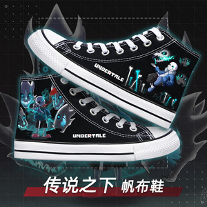 90新城国兴百货店淘宝传说之下sans同款帆布鞋情侣日系潮流男生平跟