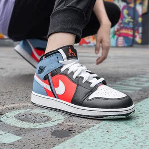 【断码】耐克nike air jordan 1 mid aj1 彩色拼接女子中帮篮球鞋