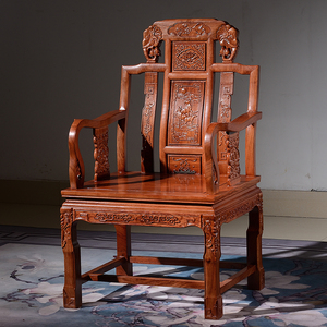 红木椅子花梨木圈椅鸡翅木太师椅茶椅实木单人中式休闲靠背主人椅