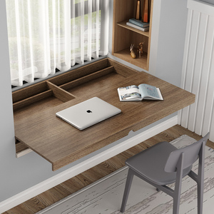 飘窗储物柜收纳抽屉矮柜抽拉式台面窗台柜伸缩书桌书柜一体可定制