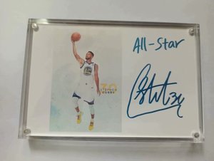 斯蒂芬 库里 stephen curry 勇士nba 亲笔签名卡水晶相框装裱包邮